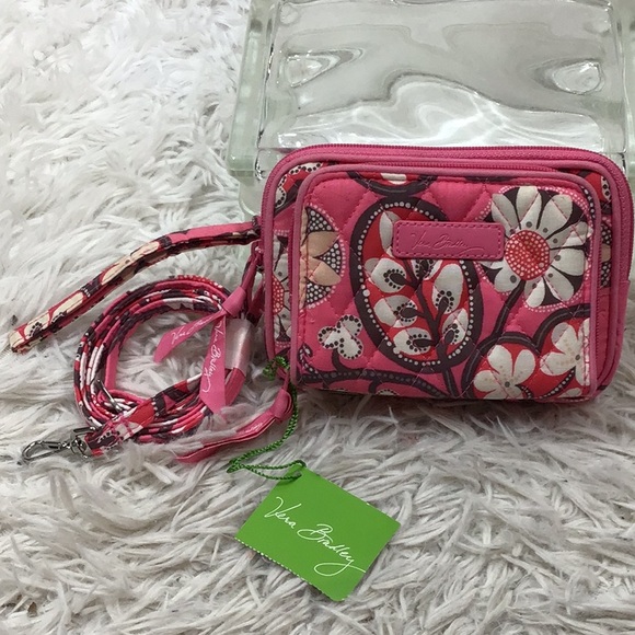 Vera Bradley On The Square quilted blush pink floral wristlet crossbody NWT - Picture 2 of 9